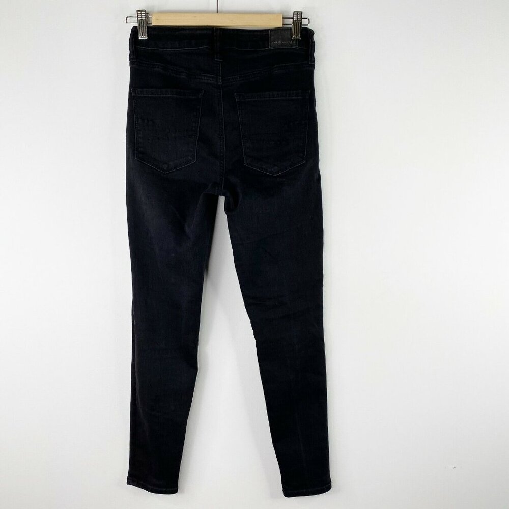 American Eagle Jeans Super Hi Rise Jegging Black Denim Womens Size 4 Short